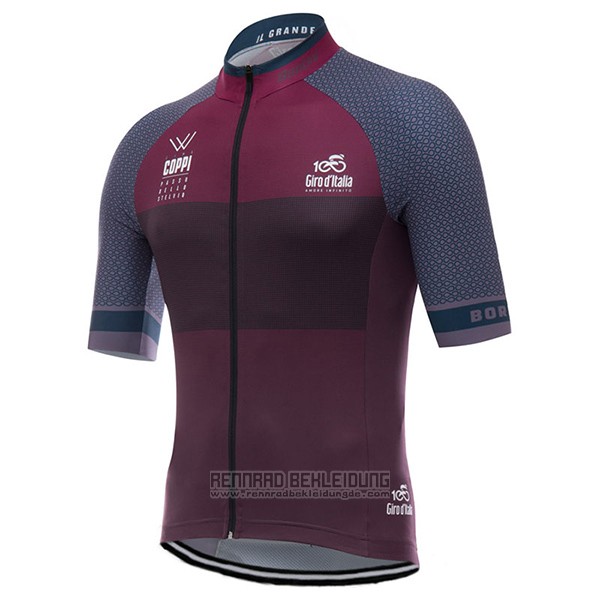 2017 Fahrradbekleidung Giro D'italien Coppi Fuchsie und Braun Trikot Kurzarm und Tragerhose